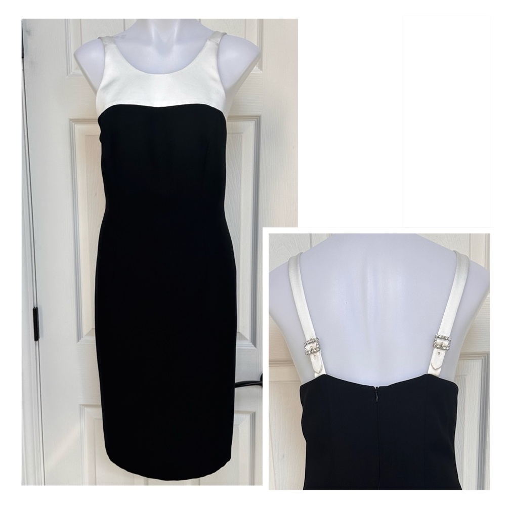 Due Per Due Veste White Black Sleeveless Dress Rhinestone Buckles Party NEW sz 4